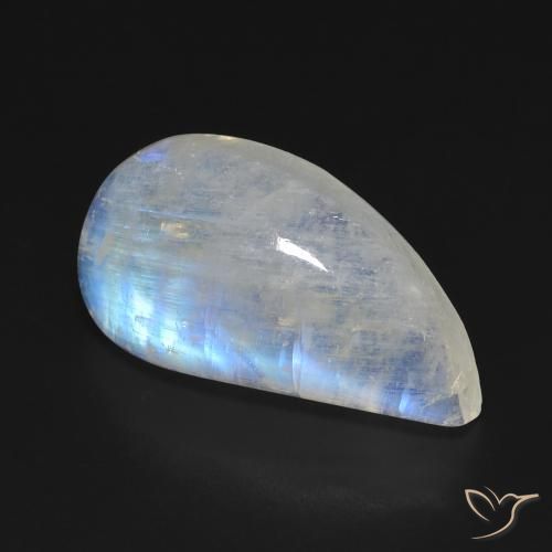 Pietra di luna arcobaleno Bianco bluastro naturale da 11.64 ct, Taglio a fantasia, Trasparente