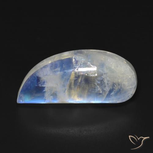12.85ct Naturale Bianco bluastro Pietra di luna arcobaleno, Taglio a fantasia, Trasparente