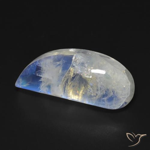 Pietra di luna arcobaleno Bianco bluastro naturale da 12.85 ct, Taglio a fantasia, Trasparente
