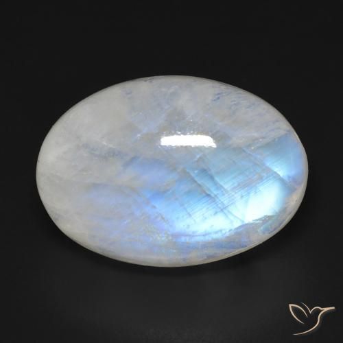 20.54ct Naturale Bianco bluastro Pietra di luna arcobaleno, Ovale, Trasparente