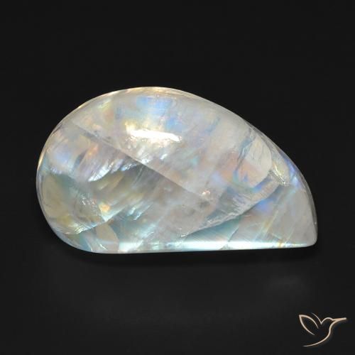 16.69ct Naturale Bianco bluastro Pietra di luna arcobaleno, Taglio a fantasia, Trasparente