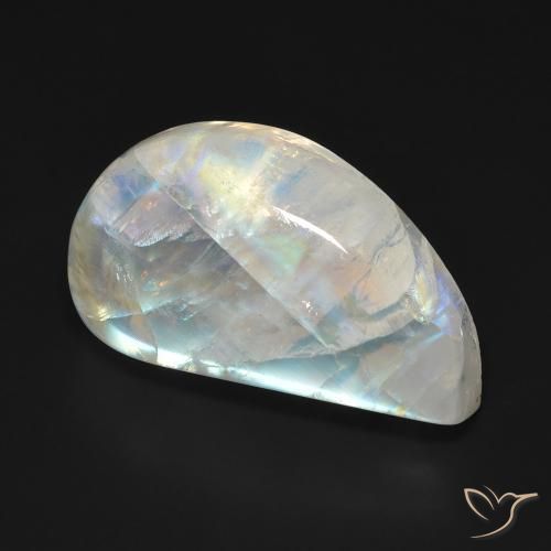 Pietra di luna arcobaleno Bianco bluastro naturale da 16.69 ct, Taglio a fantasia, Trasparente
