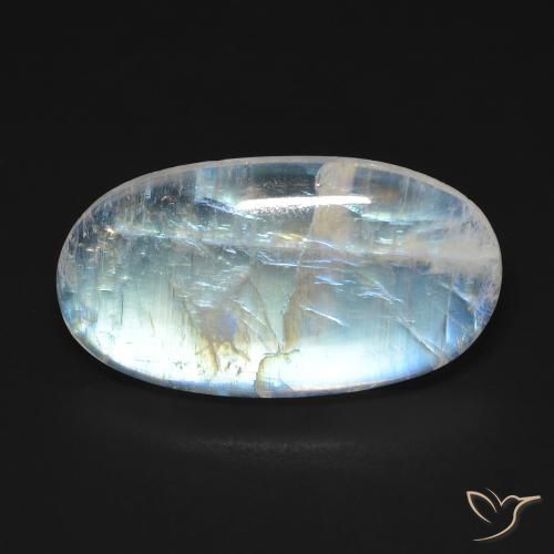 Pietra di luna arcobaleno naturale bianco da 10,62 ct, taglio ovale, trasparente