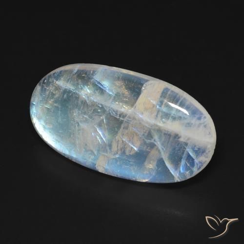 Pietra di luna arcobaleno naturale bianco da 10,62 ct, taglio ovale, trasparente