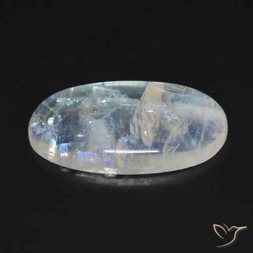 Pietra di luna arcobaleno naturale bianco da 10,62 ct, taglio ovale, trasparente