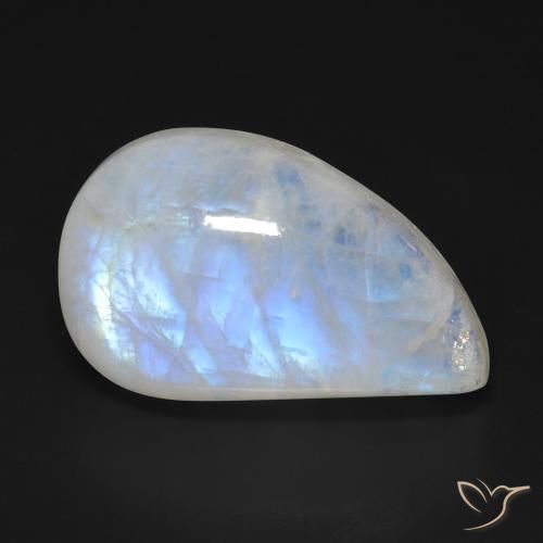 15.63ct Naturale Bianco bluastro Pietra di luna arcobaleno, Taglio a fantasia, Trasparente