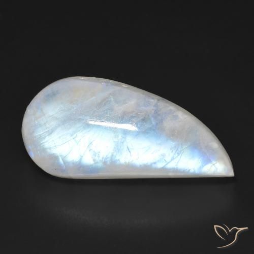 13.85ct Naturale Bianco bluastro Pietra di luna arcobaleno, Taglio a fantasia, Trasparente