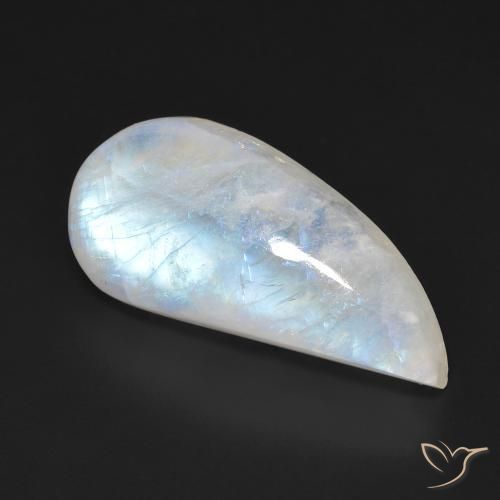 Pietra di luna arcobaleno Bianco bluastro naturale da 13.85 ct, Taglio a fantasia, Trasparente