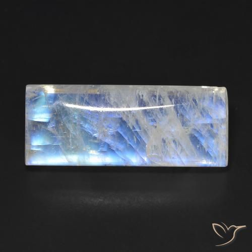 14.66ct Naturale Bianco bluastro Pietra di luna arcobaleno, Taglio a baguette, Trasparente
