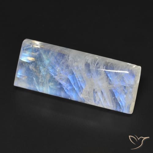 Pietra di luna arcobaleno Bianco bluastro naturale da 14.66 ct, Taglio a baguette, Trasparente