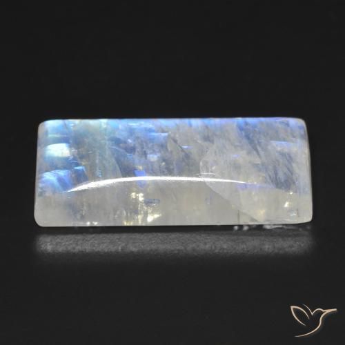 Pietra di luna arcobaleno Bianco bluastro naturale da 14.66 ct, Taglio a baguette, Trasparente