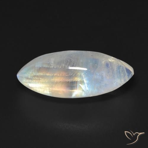 9.75ct Naturale Bianco bluastro Pietra di luna arcobaleno, Taglio marquise, Trasparente