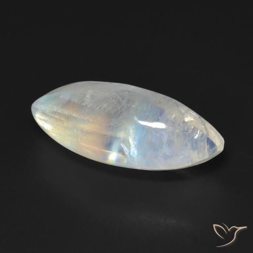 Pietra di luna arcobaleno Bianco bluastro naturale da 9.75 ct, Taglio marquise, Trasparente