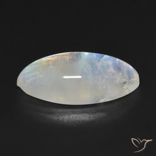 Pietra di luna arcobaleno Bianco bluastro naturale da 9.75 ct, Taglio marquise, Trasparente
