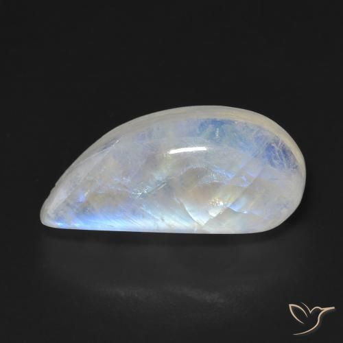 9.04ct Naturale Bianco bluastro Pietra di luna arcobaleno, Taglio a fantasia, Trasparente