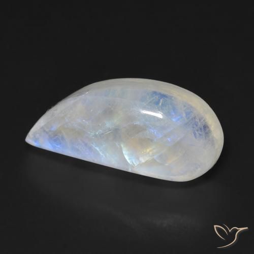 Pietra di luna arcobaleno Bianco bluastro naturale da 9.04 ct, Taglio a fantasia, Trasparente