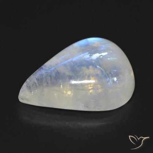 Pietra di luna arcobaleno Bianco bluastro naturale da 14.55 ct, Forma a pera, Trasparente