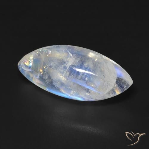 Pietra di luna arcobaleno Bianco bluastro naturale da 7.19 ct, Taglio marquise, Trasparente