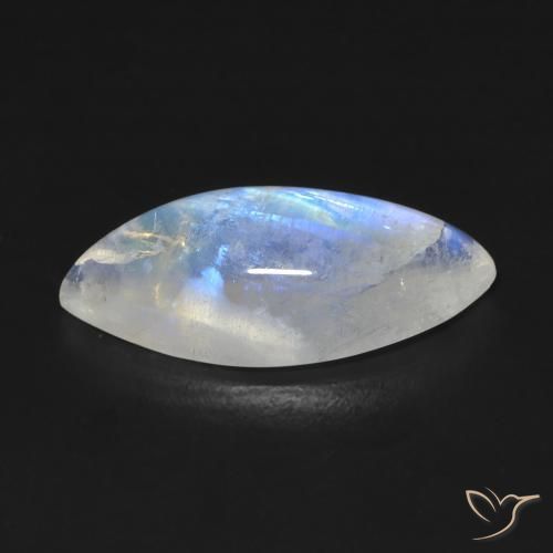 Pietra di luna arcobaleno Bianco bluastro naturale da 7.19 ct, Taglio marquise, Trasparente