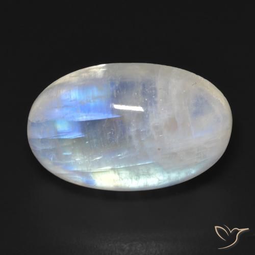 14.73ct Naturale Bianco bluastro Pietra di luna arcobaleno, Ovale, Trasparente