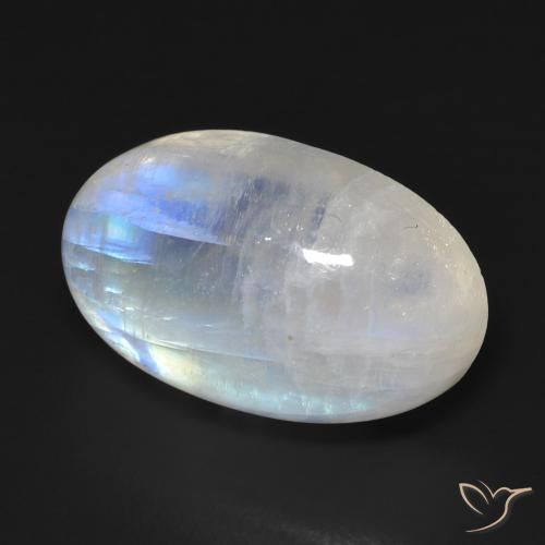 Pietra di luna arcobaleno Bianco bluastro naturale da 14.73 ct, Ovale, Trasparente