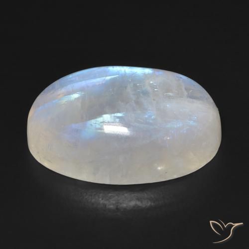 Pietra di luna arcobaleno Bianco bluastro naturale da 14.73 ct, Ovale, Trasparente