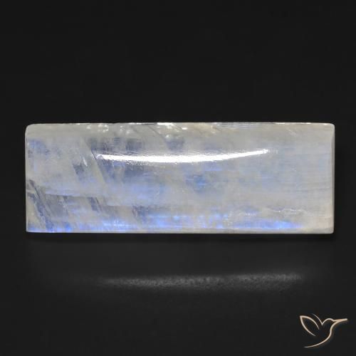 28.52ct Naturale Bianco bluastro Pietra di luna arcobaleno, Taglio a baguette, Trasparente