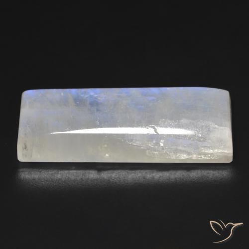 Pietra di luna arcobaleno Bianco bluastro naturale da 28.52 ct, Taglio a baguette, Trasparente