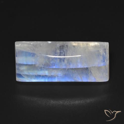14.85ct Naturale Bianco bluastro Pietra di luna arcobaleno, Taglio a baguette, Trasparente