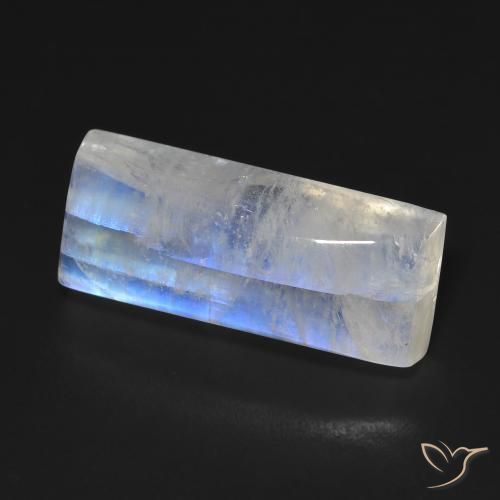 Pietra di luna arcobaleno Bianco bluastro naturale da 14.85 ct, Taglio a baguette, Trasparente