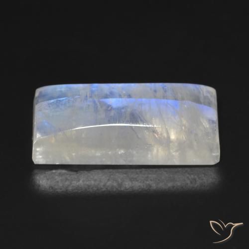 Pietra di luna arcobaleno Bianco bluastro naturale da 14.85 ct, Taglio a baguette, Trasparente