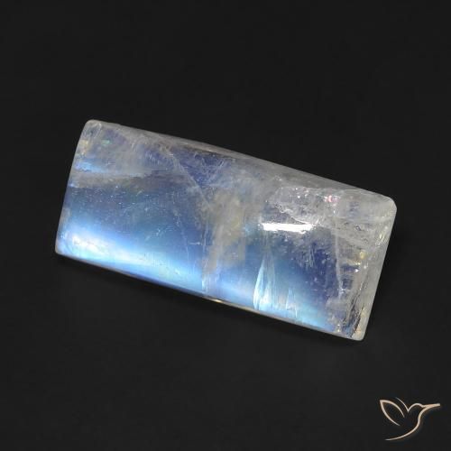 Pietra di luna arcobaleno Bianco bluastro naturale da 5.90 ct, Taglio a baguette, Trasparente