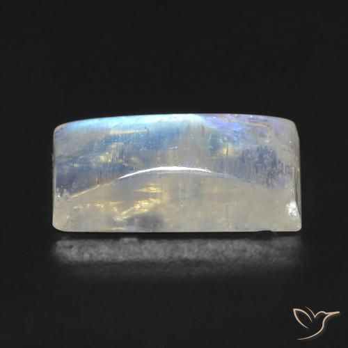 Pietra di luna arcobaleno Bianco bluastro naturale da 5.90 ct, Taglio a baguette, Trasparente