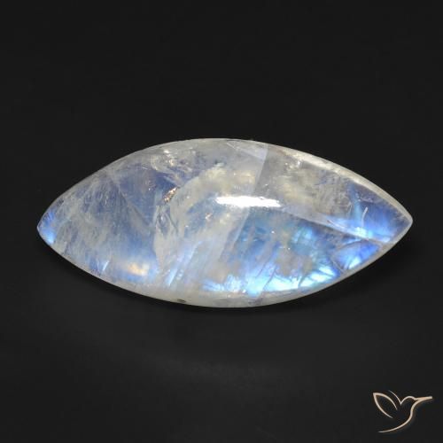 12.95ct Naturale Bianco bluastro Pietra di luna arcobaleno, Taglio marquise, Trasparente