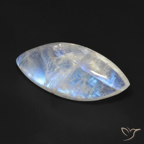 Pietra di luna arcobaleno Bianco bluastro naturale da 12.95 ct, Taglio marquise, Trasparente