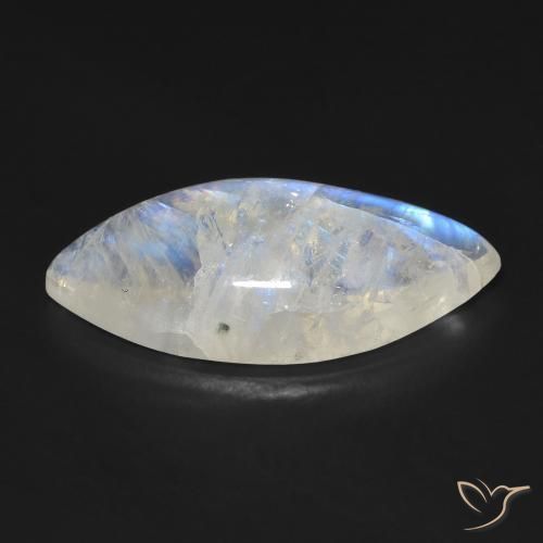 Pietra di luna arcobaleno Bianco bluastro naturale da 12.95 ct, Taglio marquise, Trasparente