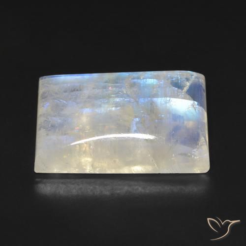 Pietra di luna arcobaleno Bianco bluastro naturale da 17.69 ct, Taglio a baguette, Trasparente