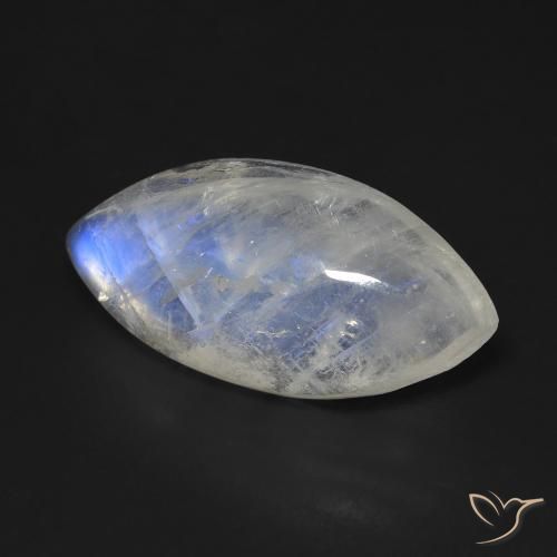 Pietra di luna arcobaleno Bianco bluastro naturale da 10.53 ct, Taglio marquise, Trasparente