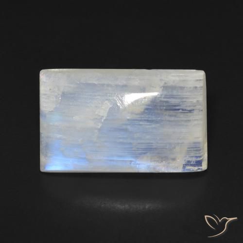 10.02ct Naturale Bianco bluastro Pietra di luna arcobaleno, Taglio a baguette, Trasparente