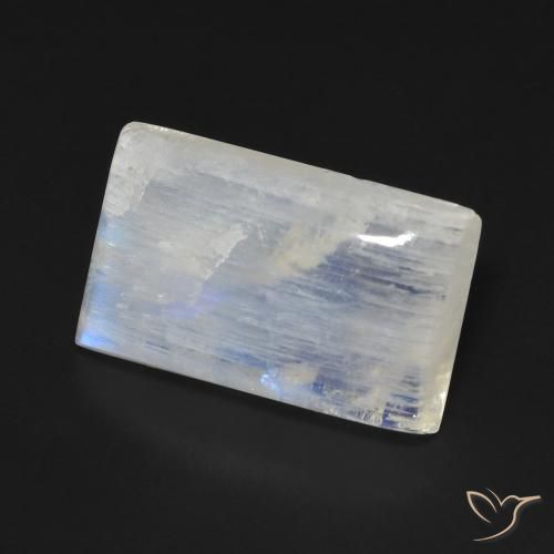 Pietra di luna arcobaleno Bianco bluastro naturale da 10.02 ct, Taglio a baguette, Trasparente