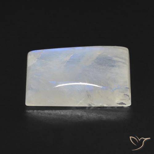 Pietra di luna arcobaleno Bianco bluastro naturale da 10.02 ct, Taglio a baguette, Trasparente