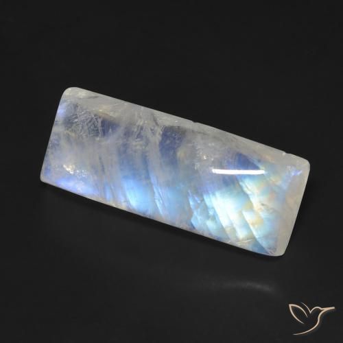 Pietra di luna arcobaleno Bianco bluastro naturale da 11.09 ct, Taglio a baguette, Trasparente