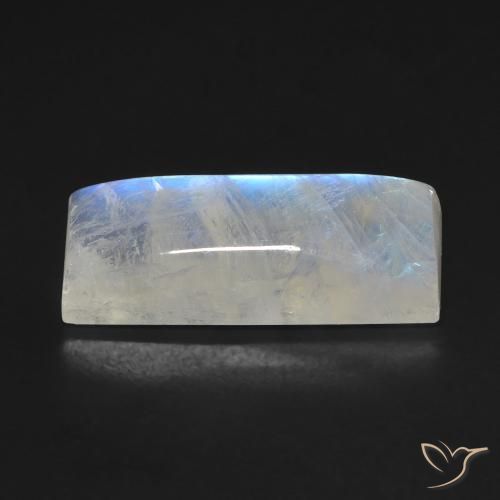 Pietra di luna arcobaleno Bianco bluastro naturale da 11.09 ct, Taglio a baguette, Trasparente