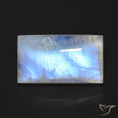 11.68ct Naturale Bianco bluastro Pietra di luna arcobaleno, Taglio a baguette, Trasparente
