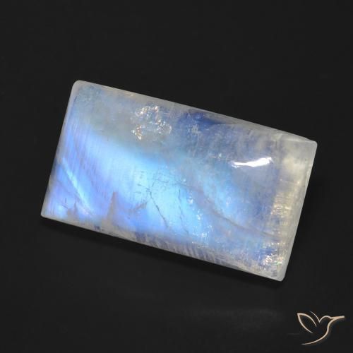 Pietra di luna arcobaleno Bianco bluastro naturale da 11.68 ct, Taglio a baguette, Trasparente
