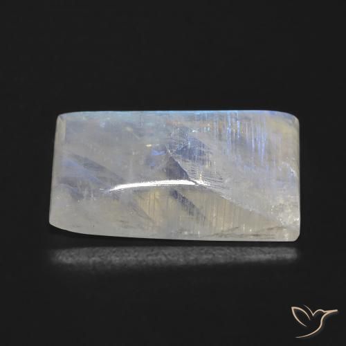 Pietra di luna arcobaleno Bianco bluastro naturale da 11.68 ct, Taglio a baguette, Trasparente