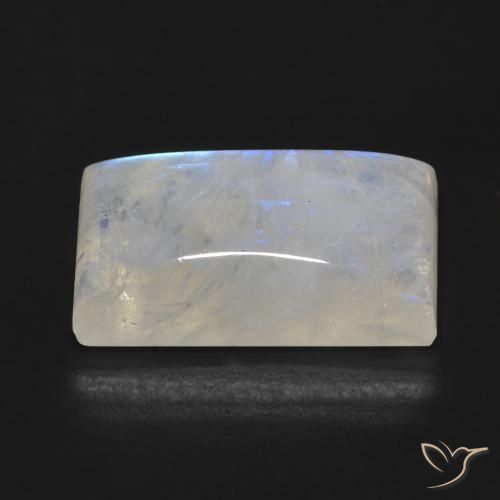 Pietra di luna arcobaleno Bianco bluastro naturale da 15.37 ct, Taglio a baguette, Trasparente