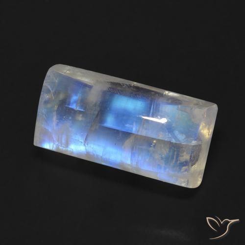 Pietra di luna arcobaleno Bianco bluastro naturale da 7.06 ct, Taglio a baguette, Trasparente