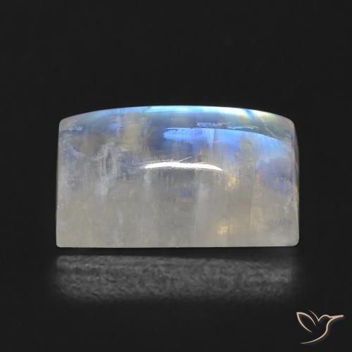 Pietra di luna arcobaleno Bianco bluastro naturale da 7.06 ct, Taglio a baguette, Trasparente