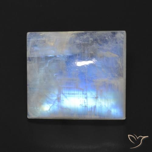 13.64ct Naturale Bianco bluastro Pietra di luna arcobaleno, Taglio a baguette, Trasparente